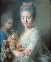 Madame Theodore Lacroix Drawing a Portrait of Her Daughter, Suzanne Felicite